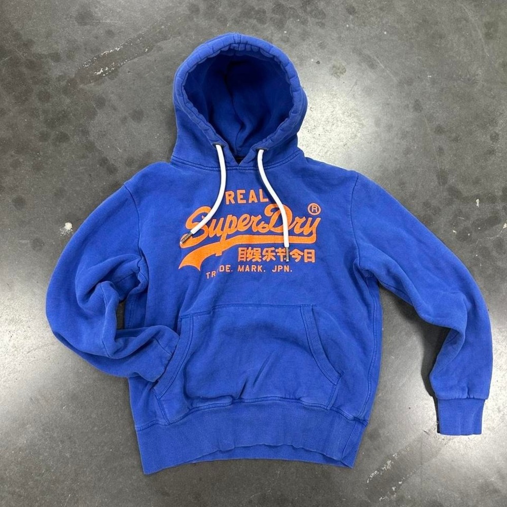 *SOLD* uperdry blue Fluffy loungewear hoodie with orange accents Sz Med